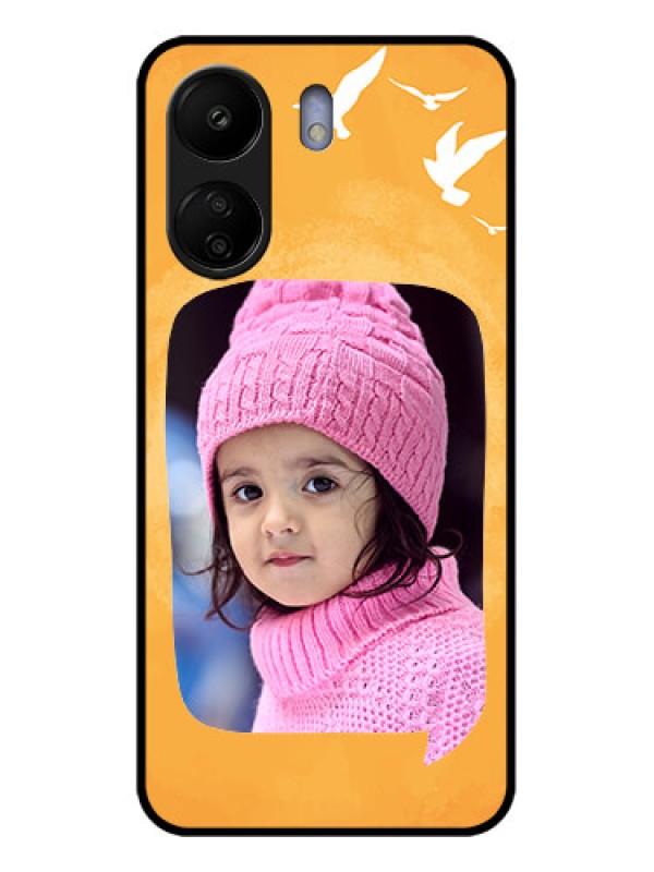 Custom Poco C65 Custom Glass Phone Case - Water Color Design With Bird Icons