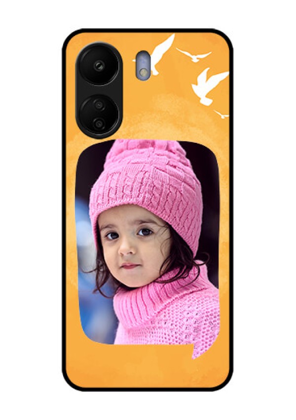 Poco C65 Custom Glass Phone Case - Water Color Design With Bird Icons