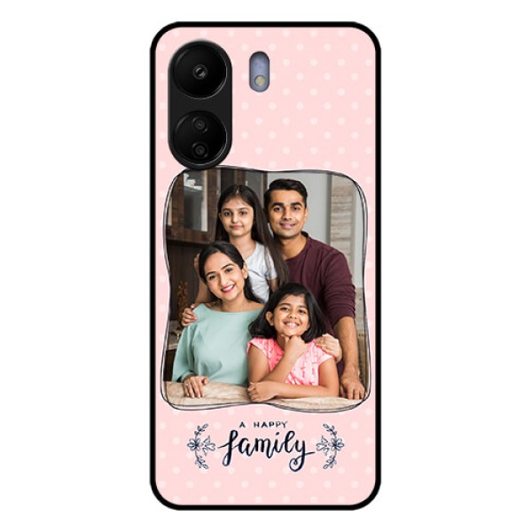 Poco C65 Custom Glass Phone Case - Family With Dots Design