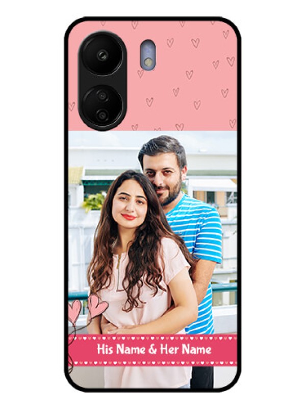 Custom Poco C65 Custom Glass Phone Case - Love Design Peach Color