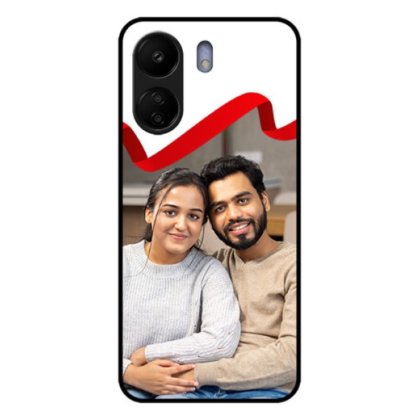 Poco C65 Custom Glass Phone Case - Red Ribbon Frame Design