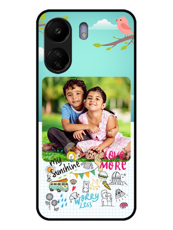 Custom Poco C65 Custom Glass Phone Case - Doodle Love Design