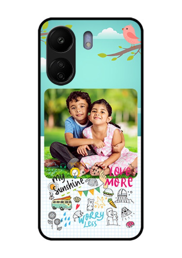 Poco C65 Custom Glass Phone Case - Doodle Love Design