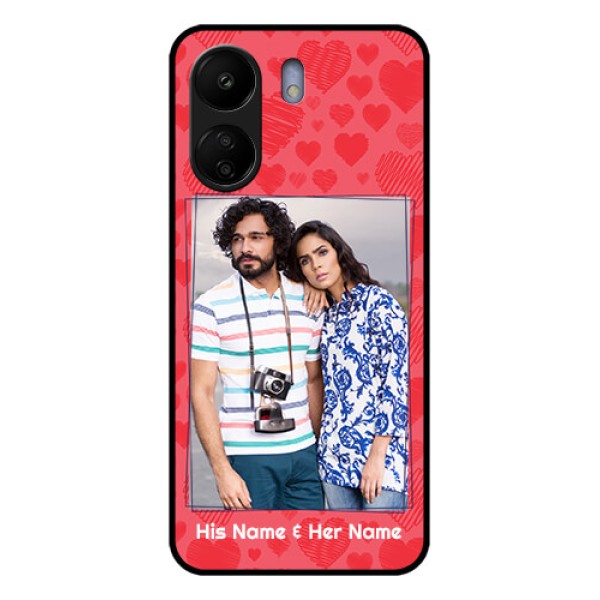 Poco C65 Custom Glass Phone Case - With Red Heart Symbols Design Poco C65 Custom Glass Phone Case - With Red Heart Symbols Design
