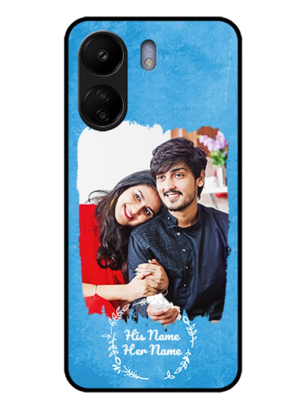 Custom Poco C65 Custom Glass Phone Case - Blue Color Vintage Design