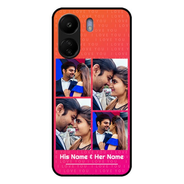 Poco C65 Custom Glass Phone Case - I Love You Pink Design