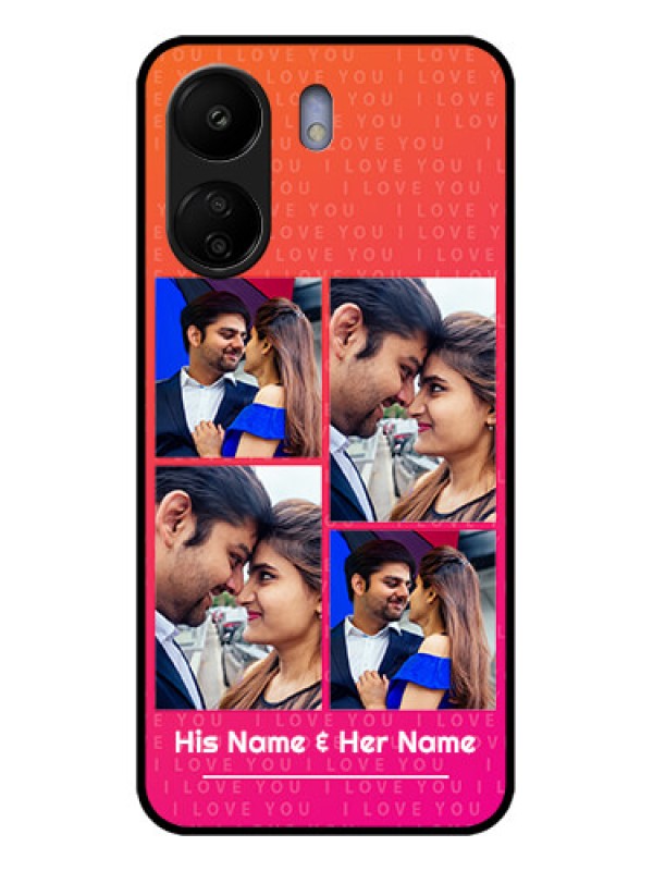 Custom Poco C65 Custom Glass Phone Case - I Love You Pink Design