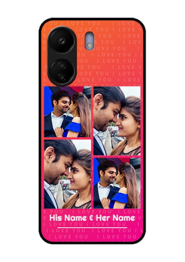 Poco C65 Custom Glass Phone Case - I Love You Pink Design