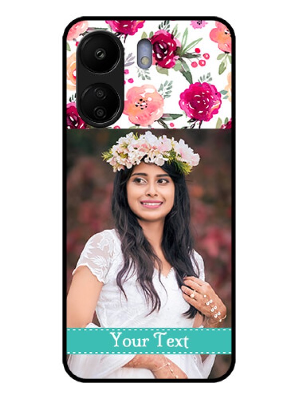 Custom Poco C65 Custom Glass Phone Case - Water Colors Floral Design