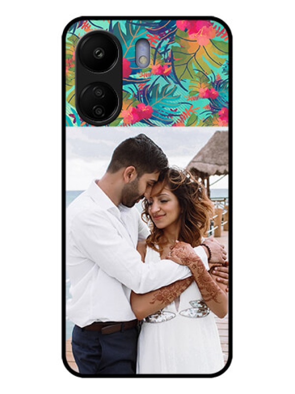 Custom Poco C65 Custom Glass Phone Case - Watercolor Floral Design