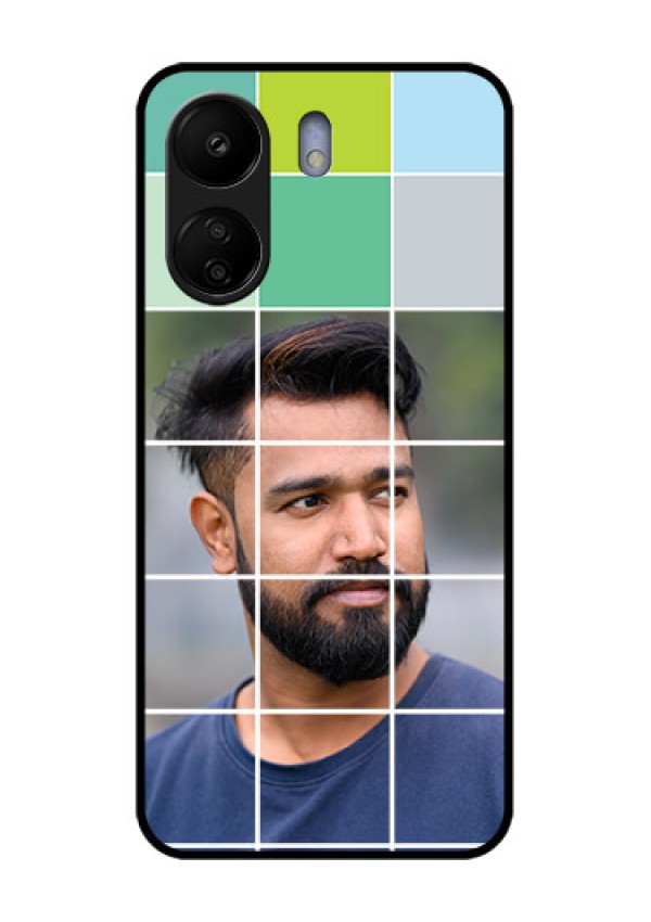 Poco C65 Custom Glass Phone Case - With White Box Pattern