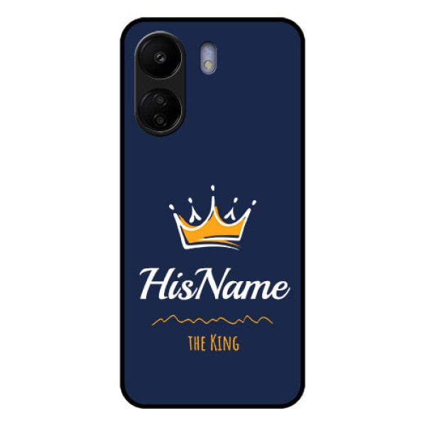 Poco C65 Custom Glass Phone Case - King With Name Design