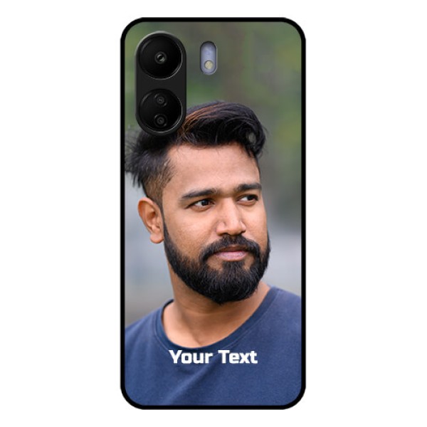 Poco C65 Custom Glass Phone Case - Photo With Text Design
