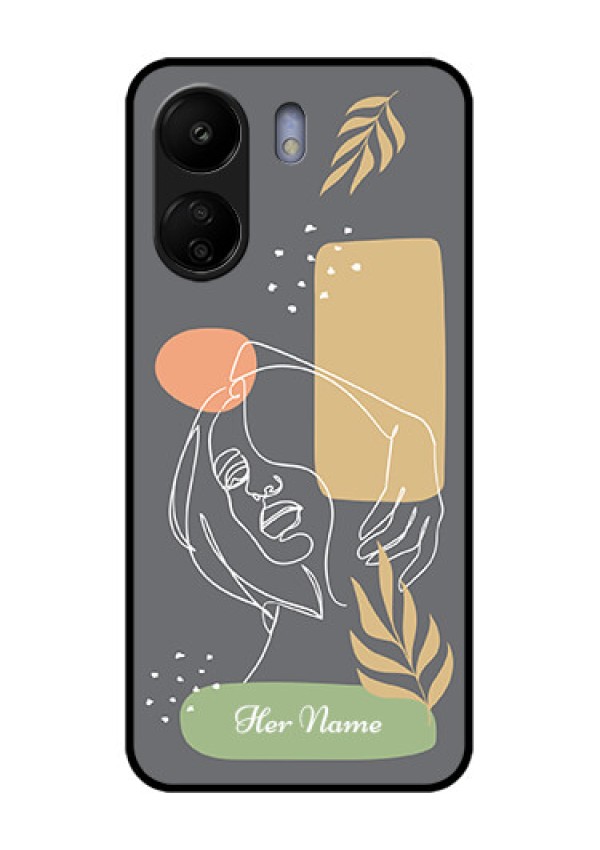 Poco C65 Custom Glass Phone Case - Gazing Woman Line Art Design