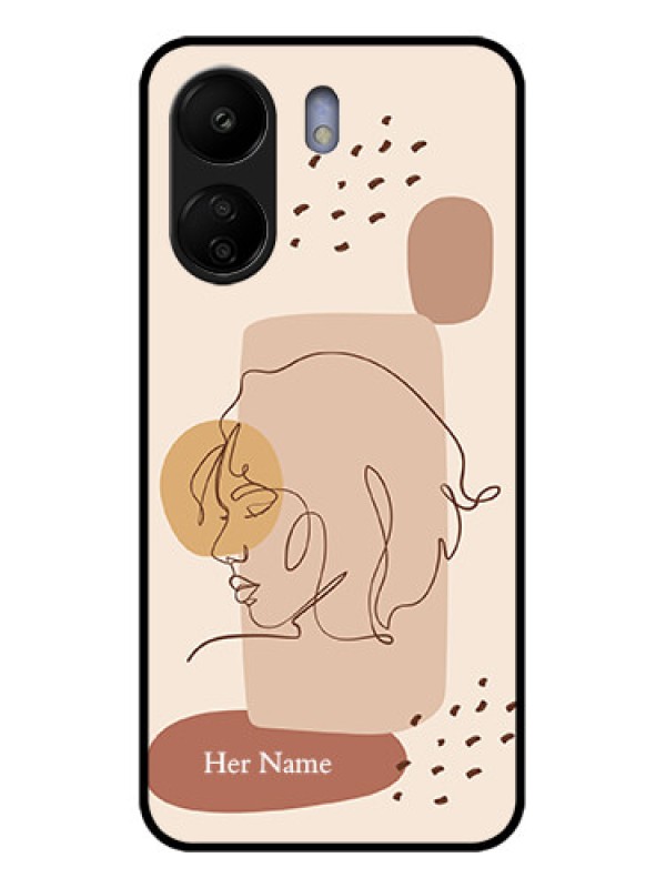 Custom Poco C65 Custom Glass Phone Case - Calm Woman Line Art Design