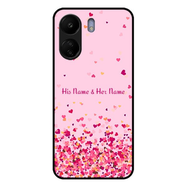 Poco C65 Custom Glass Phone Case - Floating Hearts Design