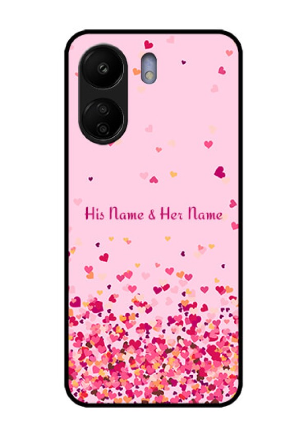 Poco C65 Custom Glass Phone Case - Floating Hearts Design