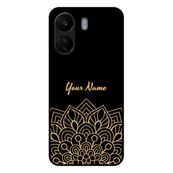 Poco C65 Custom Glass Phone Case - Golden Mandala Design