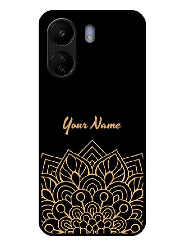 Custom Poco C65 Custom Glass Phone Case - Golden Mandala Design