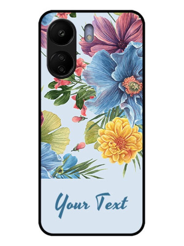 Custom Poco C65 Custom Glass Phone Case - Stunning Watercolored Flowers Painting Design