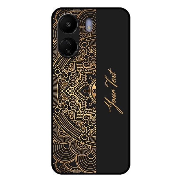 Poco C65 Custom Glass Phone Case - Mandala Art With Custom Text Design Poco C65 Custom Glass Phone Case - Mandala Art With Custom Text Design