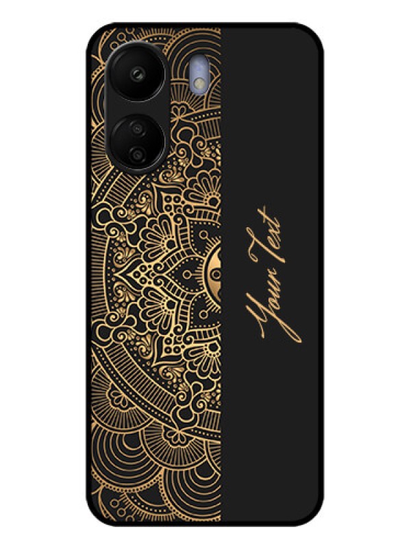Custom Poco C65 Custom Glass Phone Case - Mandala Art With Custom Text Design