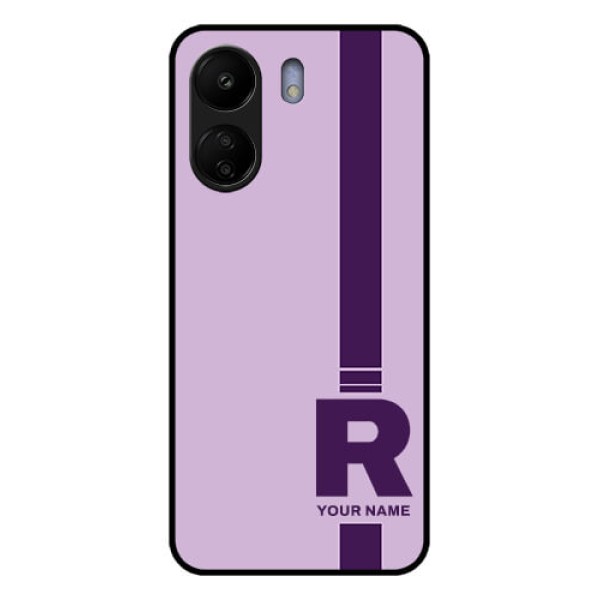 Poco C65 Custom Glass Phone Case - Simple Dual Tone Stripe With Name Design