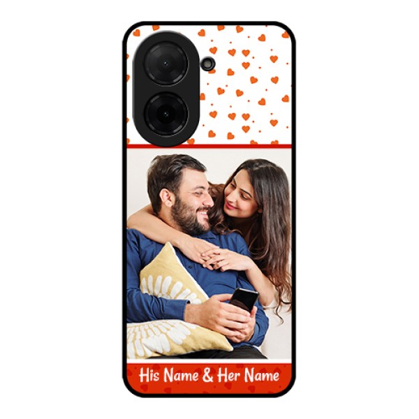 Poco C71 Custom Glass Phone Case - Orange Love Symbol Design