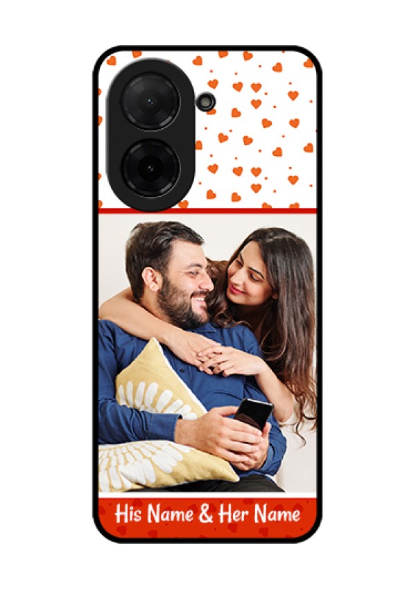 Poco C71 Custom Glass Phone Case - Orange Love Symbol Design