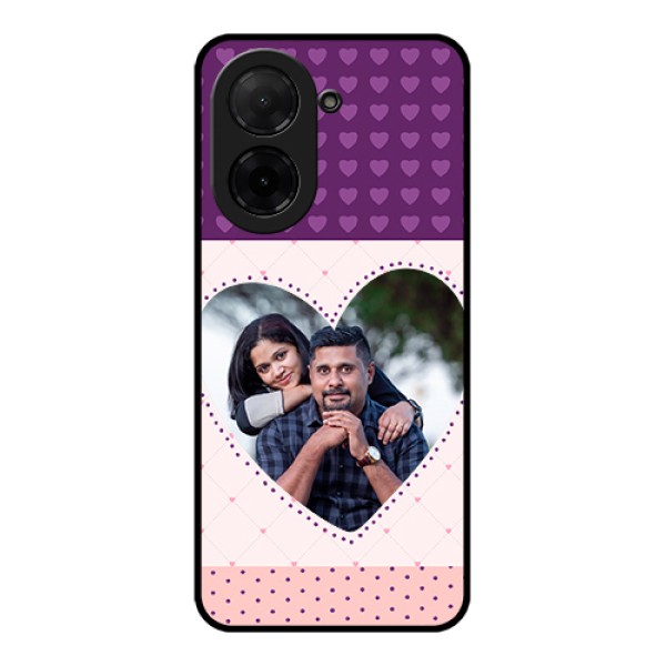 Poco C71 Custom Glass Phone Case - Violet Love Dots Design