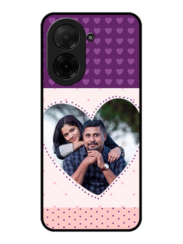 Custom Poco C71 Custom Glass Phone Case - Violet Love Dots Design