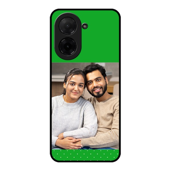 Poco C71 Custom Glass Phone Case - Green Pattern Design