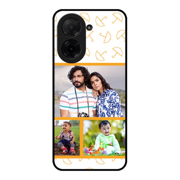 Poco C71 Custom Glass Phone Case - Yellow Pattern Design