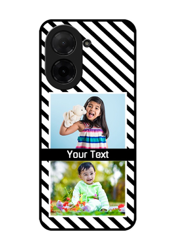 Poco C71 Custom Glass Phone Case - Black And White Stripes Design