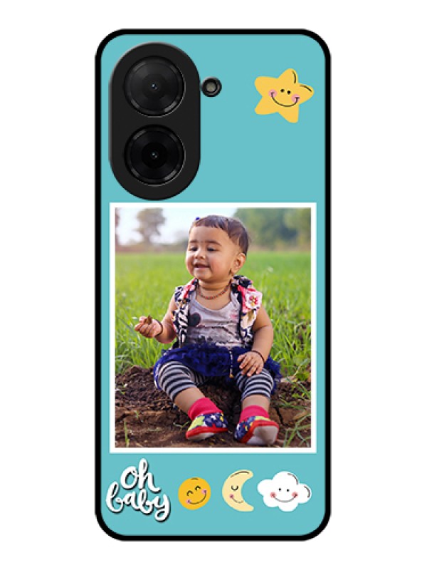 Custom Poco C71 Custom Glass Phone Case - Smiley Kids Stars Design