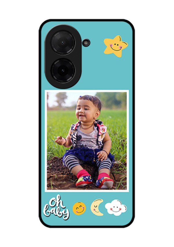 Poco C71 Custom Glass Phone Case - Smiley Kids Stars Design