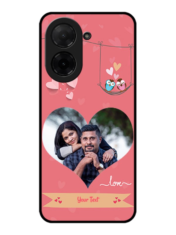 Custom Poco C71 Custom Glass Phone Case - Peach Color Love Design