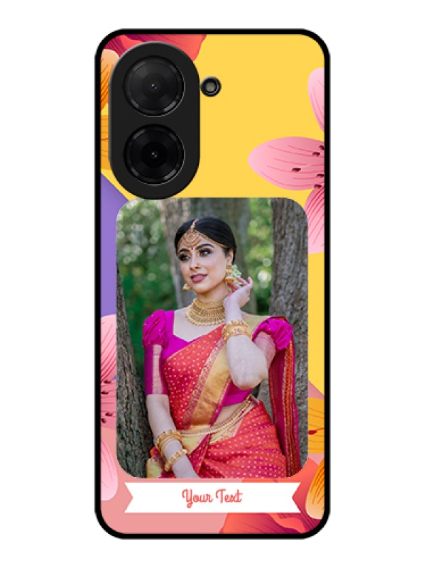 Custom Poco C71 Custom Glass Phone Case - 3 Image With Vintage Floral Design