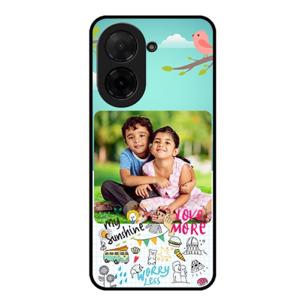Poco C71 Custom Glass Phone Case - Doodle Love Design