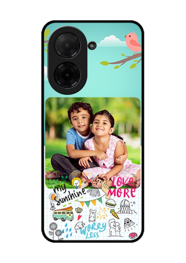 Poco C71 Custom Glass Phone Case - Doodle Love Design