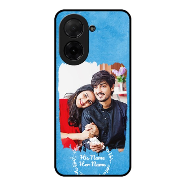 Poco C71 Custom Glass Phone Case - Blue Color Vintage Design Poco C71 Custom Glass Phone Case - Blue Color Vintage Design