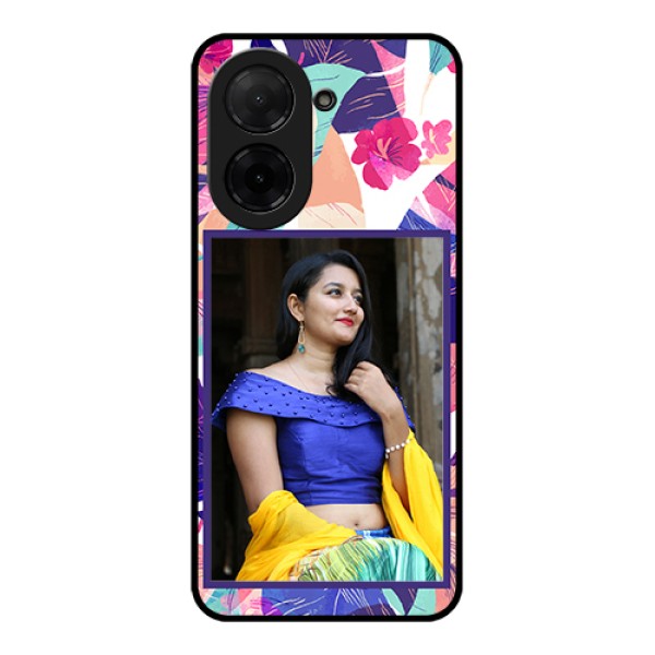 Poco C71 Custom Glass Phone Case - Abstract Floral Design
