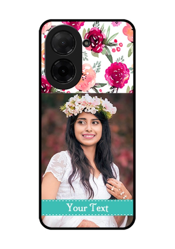 Poco C71 Custom Glass Phone Case - Water Colors Floral Design