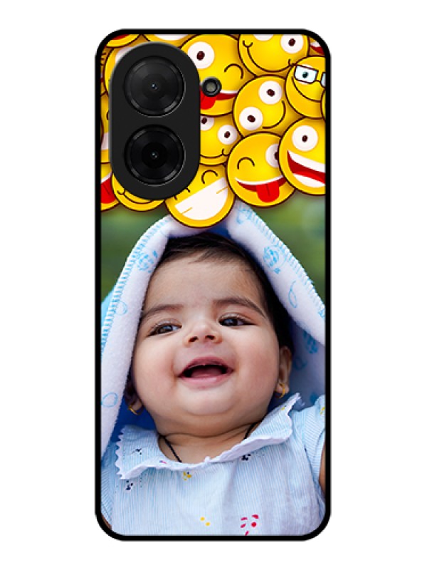 Custom Poco C71 Custom Glass Phone Case - With Smiley Emoji Design