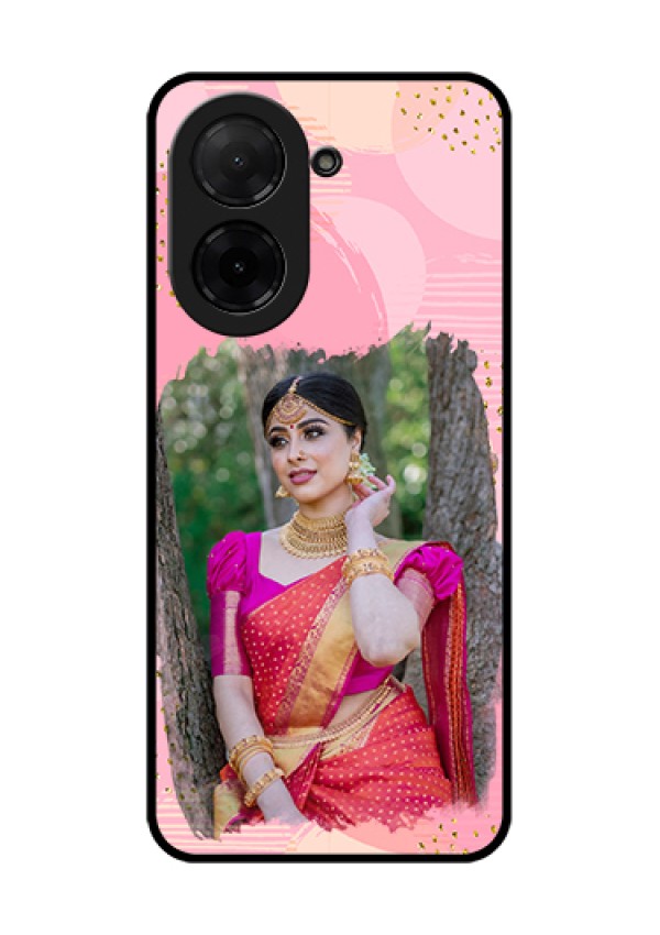 Poco C71 Custom Glass Phone Case - Gold Glitter Splash Design