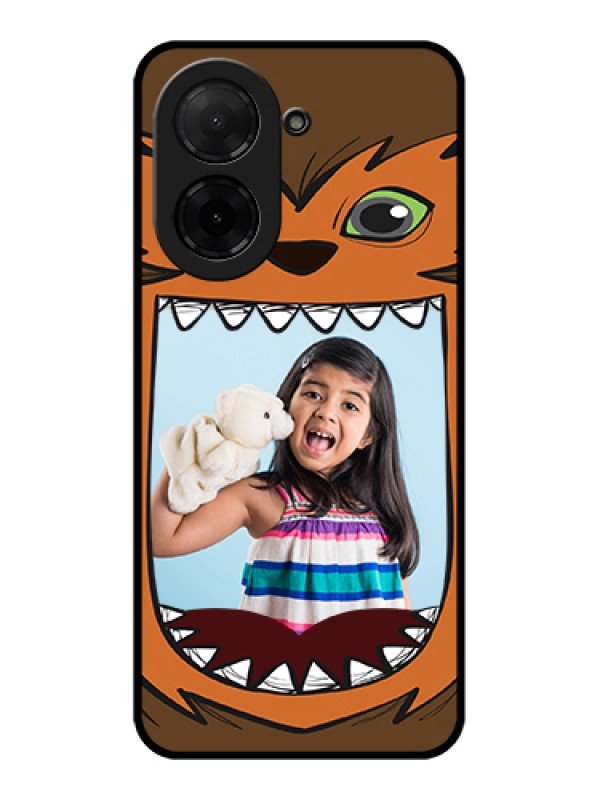 Custom Poco C71 Custom Glass Phone Case - Owl Monster Back Case Design