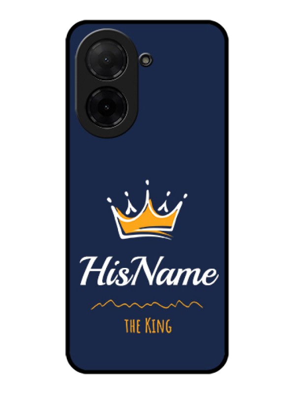 Custom Poco C71 Custom Glass Phone Case - King With Name Design