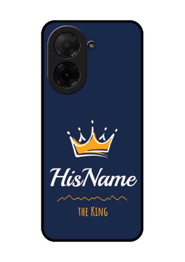 Poco C71 Custom Glass Phone Case - King With Name Design