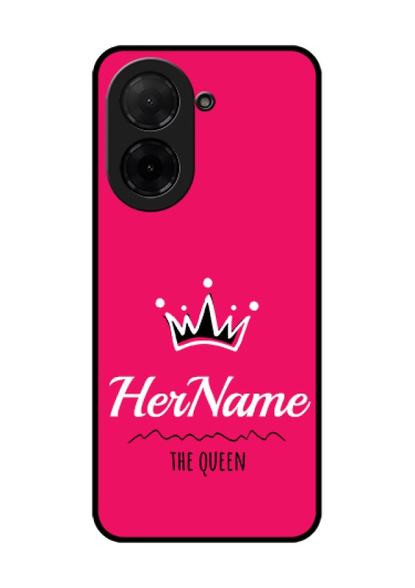 Poco C71 Custom Glass Phone Case - Queen With Name Design