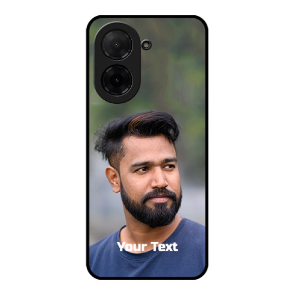 Poco C71 Custom Glass Phone Case - Photo With Text Design